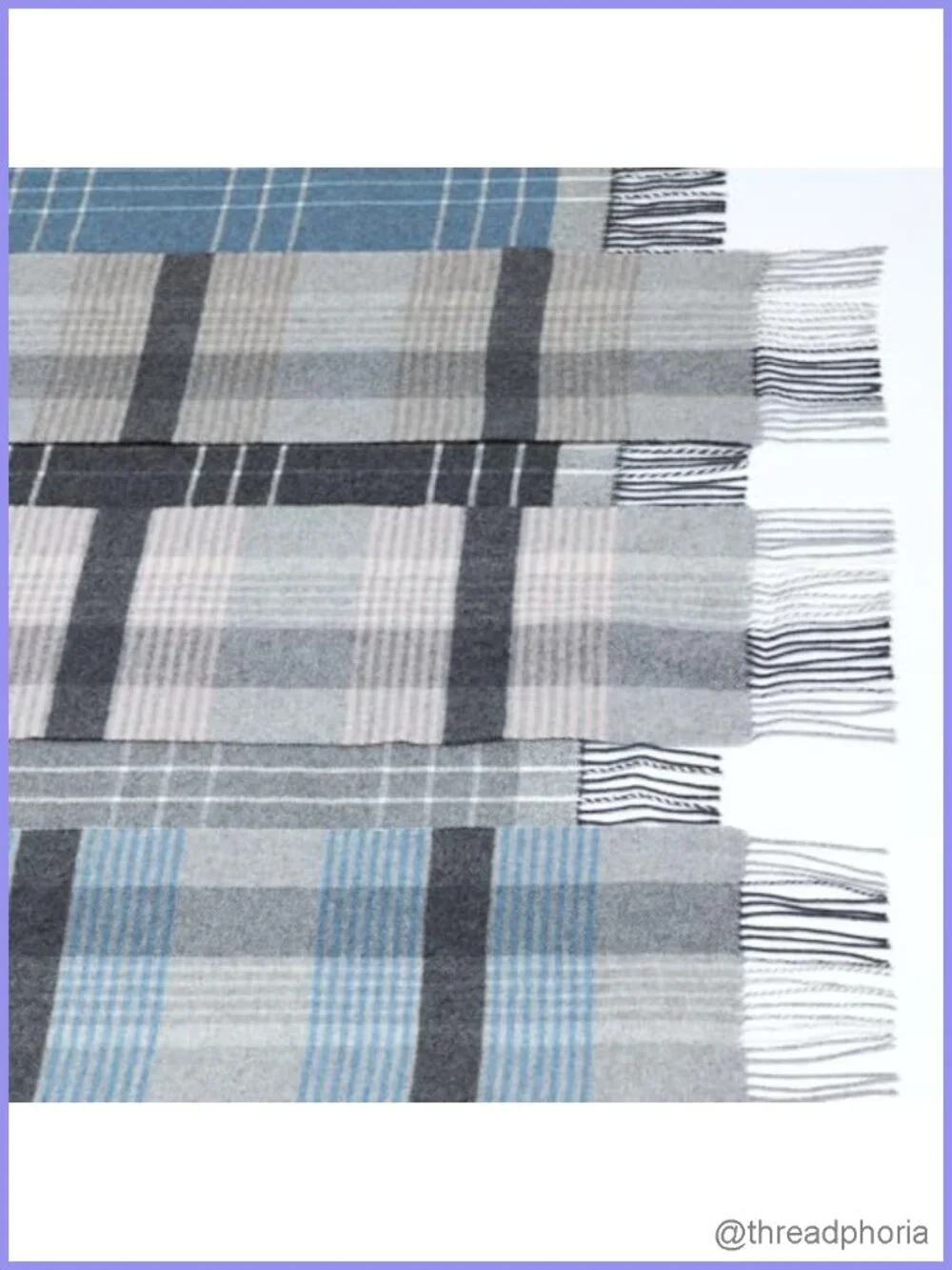 Merino Wool Cashmere Blend Plaid Fringe Scarf Fair Trade Artisan Made